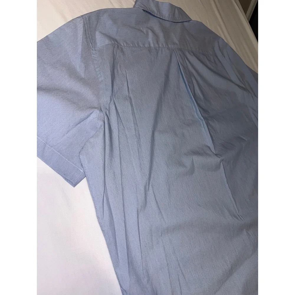 Dockers Mens 2XL Short Sleeve Button Down Shirt Blue No Wrinkle Classic Fit New - Picture 8 of 8